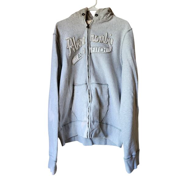 Vintage Abercrombie & Fitch Hoodie Mens Size XXL Gray Full Zip Y2K Heavy - Picture 1 of 12